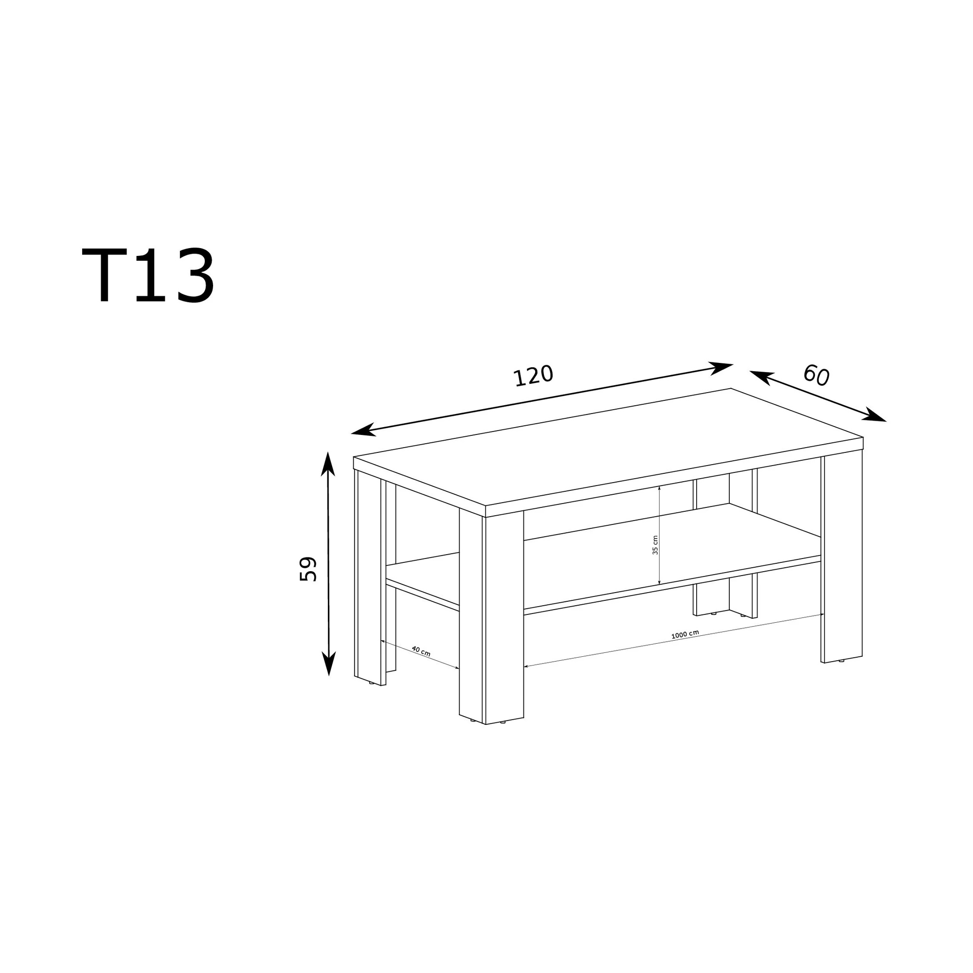 Raumhirsch Table basse 60x60x120 cm Avec rangement lefkas chêne – vue complémentaire