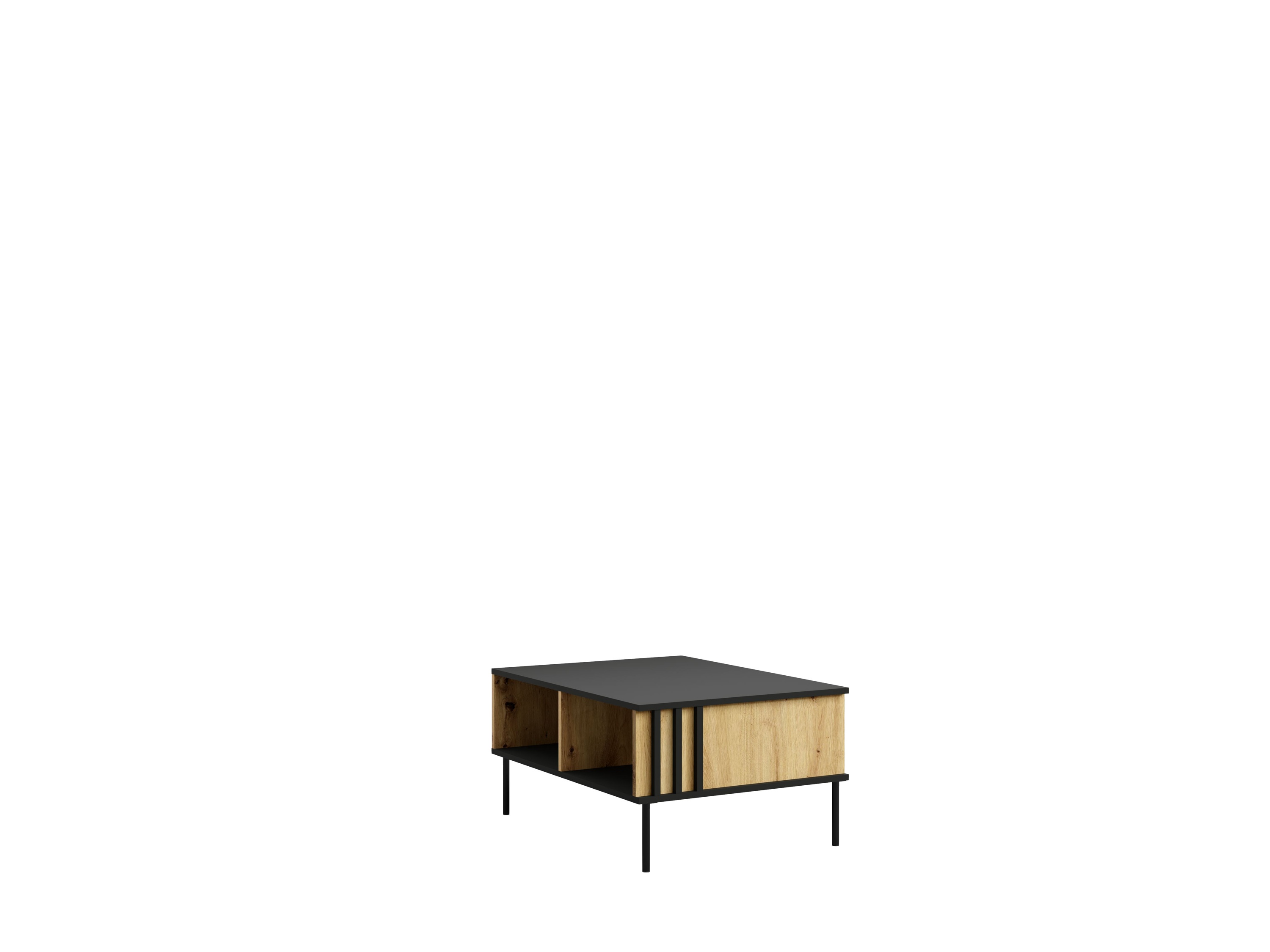 Raumhirsch Table basse RIMINI 87x43,2x66 cm Avec rangement noir / chêne Artisan – vue principale