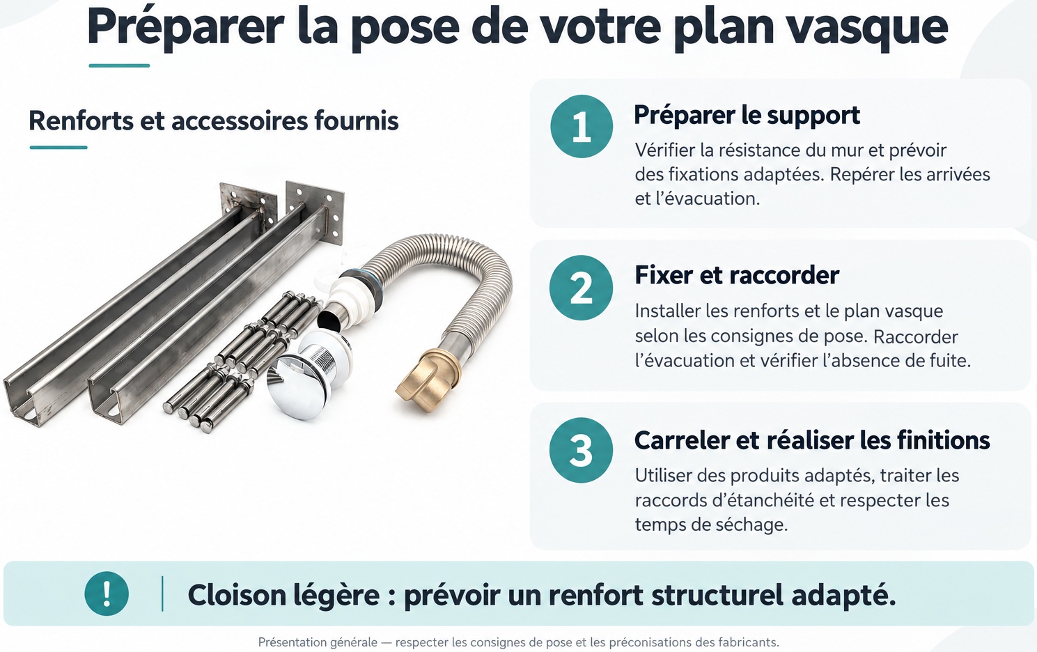 Kit fourni avec le plan vasque suspendu