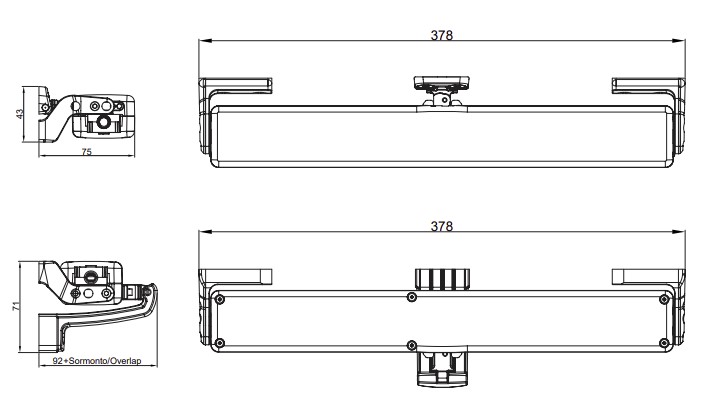 Disegno tecnico attuatore Topp C15, 230V 300N