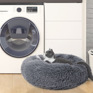 Couchage Chat Panier pour chat/chien Rond en Peluche pour et Confortable-Gris Foncé