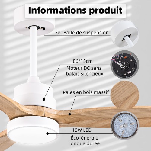 Qualité Premium – Moteur DC Silencieux & Bois Massif pour une Durée de Vie Exceptionnelle Découvrez la qualité supérieure qui fait la différence – Commandez maintenant !