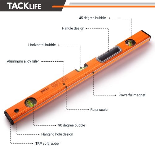 Niveau De Torpille Magnétique TACKLIFE Règle De Mesure De Niveau En Alliage D'aluminium 24 Pouces 3 Flacons Haute Visibilité Corps En Aluminium, Pour Horizontal Vertical Et 45 °MT-L02 -Promos Outil Virtuose Magasin AAHKMJXYDAFdJAOAIMEbOAchxxmgmvIItZS6o7wq5RbzOezTYu Su7VNV