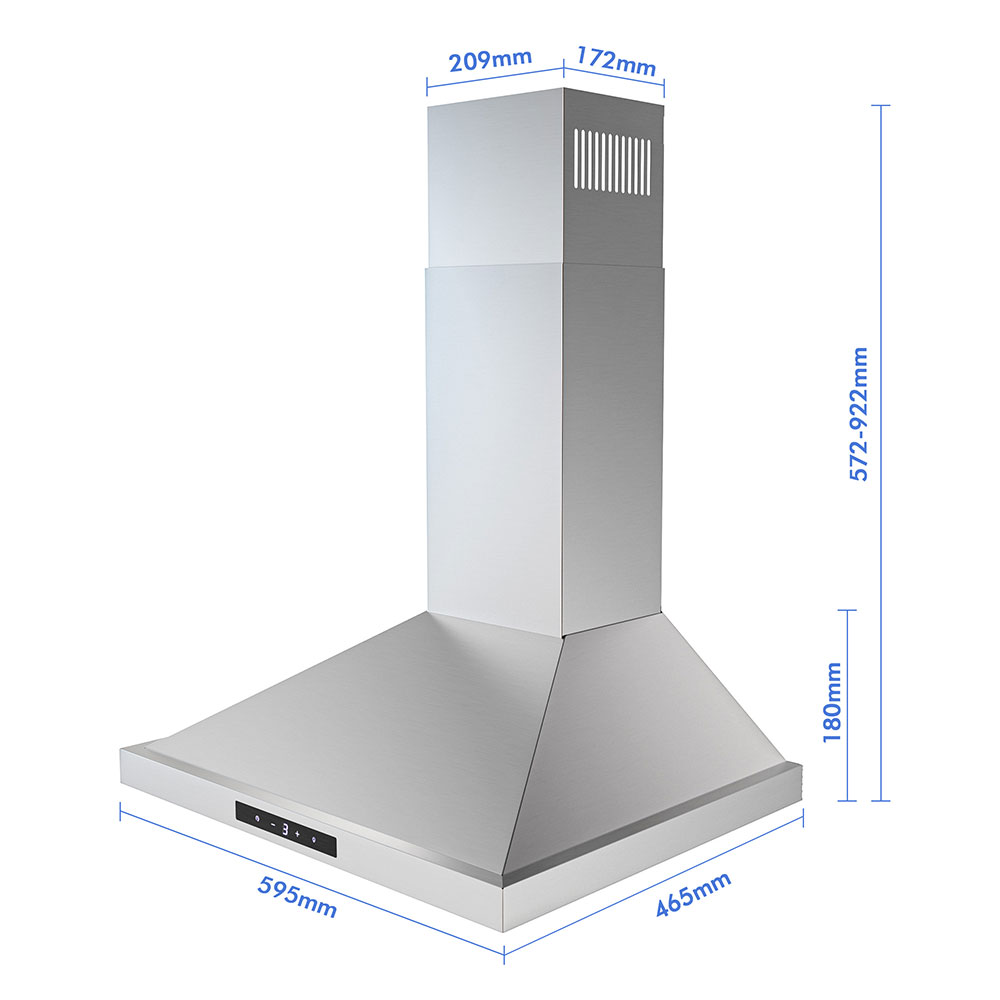 FIREGAS Chimney Cooker Hood 60 cm, 3 Speeds, 335 m³/h,Touch controls ...