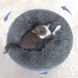 Couchage Chat Panier pour chat/chien Rond en Peluche pour et Confortable-Gris Foncé