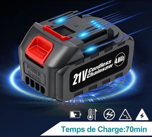 Mini tronçonneuse à batterie Magicfox 800W - 2 Batteries Rechargeables de  4000 mAh - 2 chaînes - Tronçonneuse - Achat moins cher