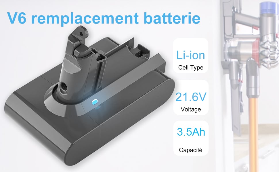 21.6V 5.0Ah Batterie pour Dyson DC62 V6 209472-01 - Accessoires de
