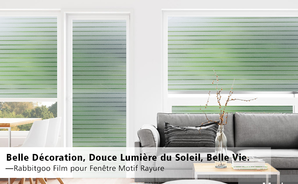 Film Fenêtre Électrostatique Motif Rayure Autocollant Film Occultant pour Fenêtre Anti-regard
