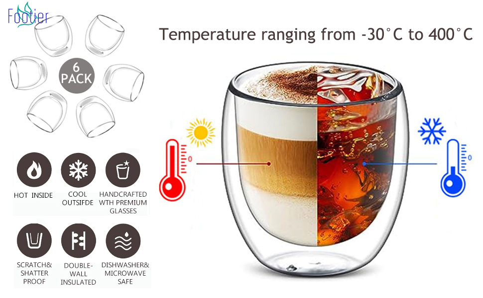 Coffret De 6 Tasse Caf-Expresso-Espresso En Verre Set-Tasses Caf Double Paroi Tasse Expresso