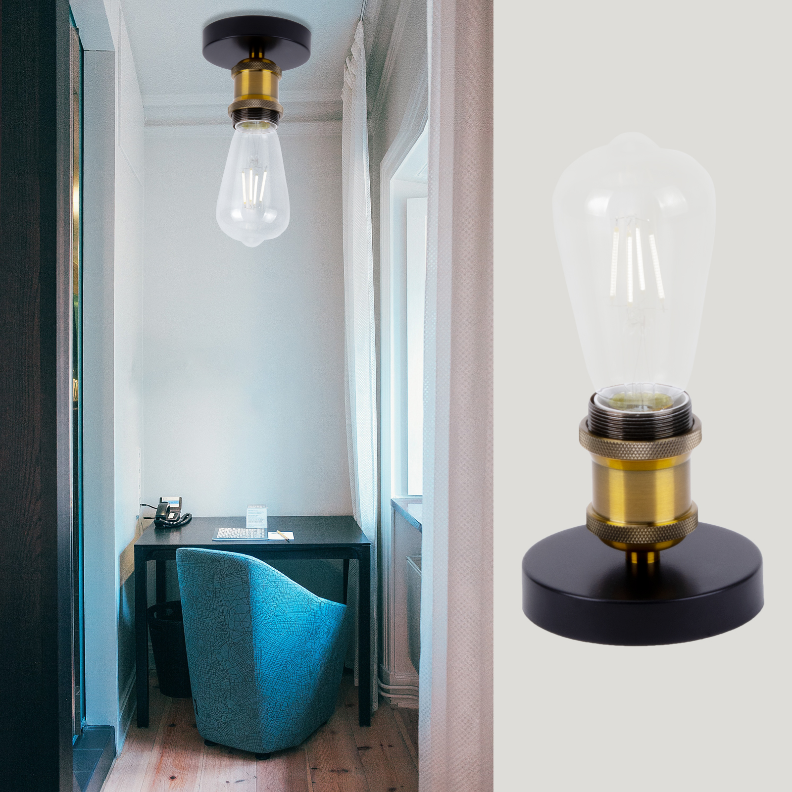 Set di 6 portalampada vintage E27, adattatore a spirale vintage, per lampadari, lampade a sospensione, soffitti, bronzo | Leroy Merlin