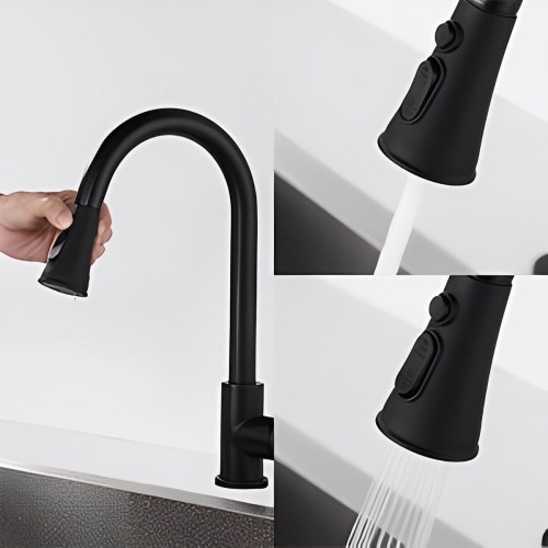 Deux modes de débit d'eau du robinet de cuisine