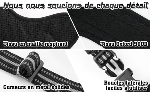 Harnais Chien Anti Traction, Harnais Tactique Chien Réfléchissant Réglable avec Poignée et Anneaux pour Entraînement Chasse Noir