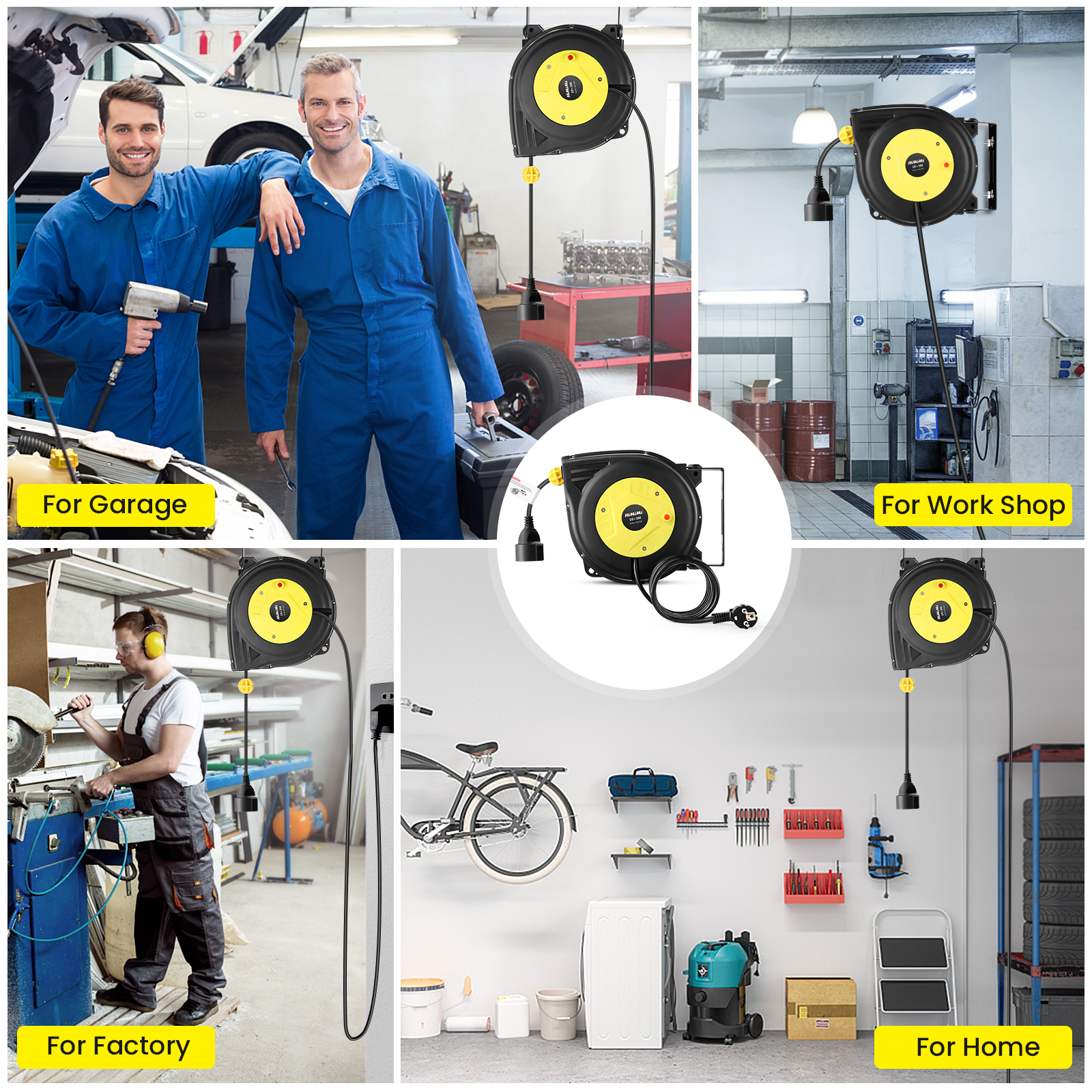 Himimi Enrouleur électrique Automatique De Câble 10m + 3m, Dévidoir Automatique, 180 ° Pivotant Pour Montage Mural Noir Et Jaune -Goobayd Magasin AAHKMJXYDAFdJAOAIMEbOAchxxmgmvIItZS6o7wq5RbzOezTYu Su7VNV