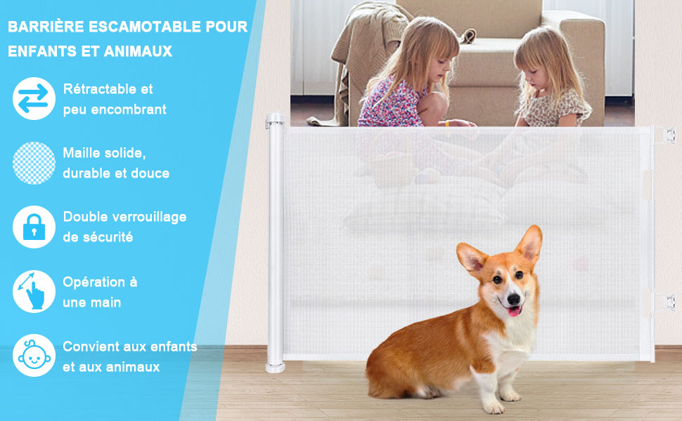 Cancelletto Estensibile Per Bambini E Animali ZEPIQOR - Barriera Sicurezza Regolabile 0-180 Cm, Grigio