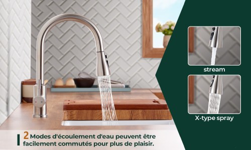 Robinet de cuisine avec deux modes de débit d'eau