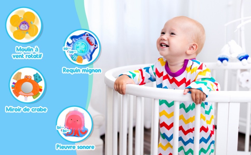 Arche De Voyage Pour Poussette Universelle – Avec Hochet, Anneau De Dentition – Jouet Bébé 0-3 Ans – Coloré - 10