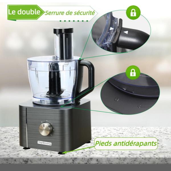 TopStrong Robot multifonction 1100W Robot de cuisine 3.2L-11 en 1 ...