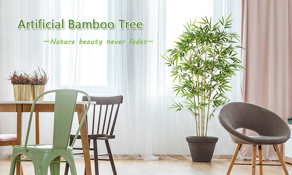 Lot de 2 Bamboo Artificiel 150cm Tronc Branches Naturels Plante  Artificielle Deco Fausse Plante Interieur Exterieur