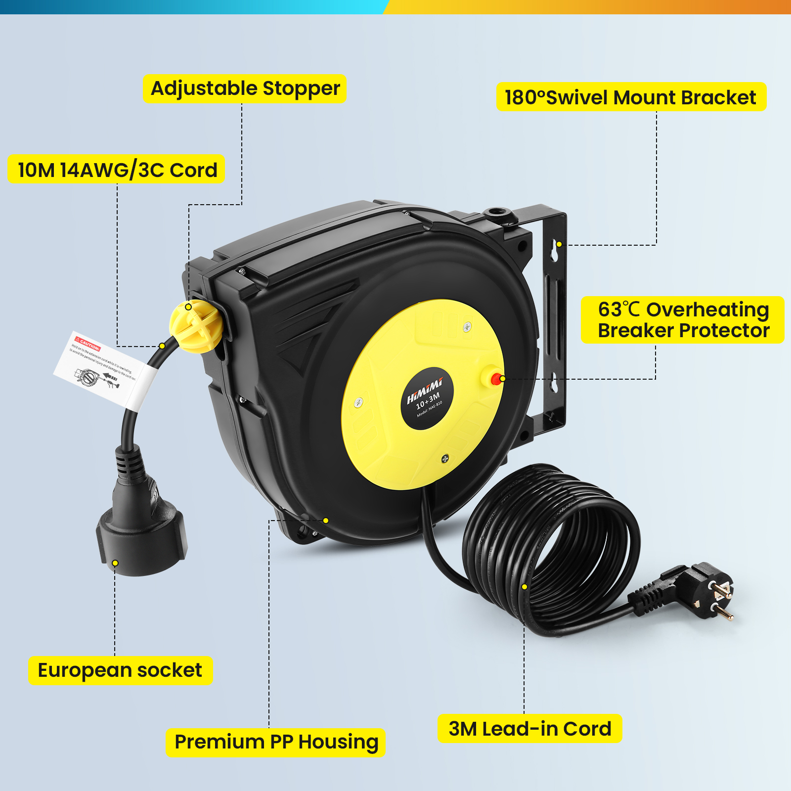 Himimi Enrouleur électrique Automatique De Câble 10m + 3m, Dévidoir Automatique, 180 ° Pivotant Pour Montage Mural Noir Et Jaune -Goobayd Magasin AAHKMJXYDAFdJAOAIMEbOAchxxmgmvIItZS6o7wq5RbzOezTYu Su7VNV bILW8E32j1EjThAIaSDXLNVKhoEqoyiDD4BdBdAir17jHrt