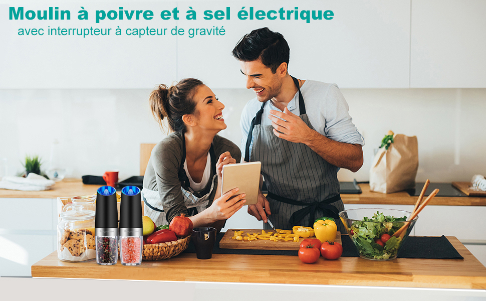 Ensemble De Moulin à Poivre Électrique Par Gravité, Lumière LED Bleu, Et Grossièreté Réglable, Fonctionnement à Une Main/ Sur Batterie, Noir/Argenté -Promos Gout Cuisine Boutique AAHKMJXYDAFdJAOAIMEbOAchyxnZbo9Kty7R s5oTT0wTrxv0ZE7 Kg1X6yLotYOCKUkuMwg