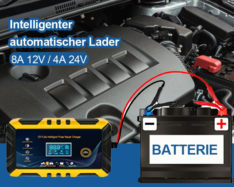 Ueznirn Ladegerät Autobatterie 12V/24V KFZ Batterieladegerät  Vollautomatisches Intelligentes Erhaltungsladegerät mit LCD-Touchscreen für  Auto, Motorrad, Rasenmäher oder Boot: : Auto & Motorrad