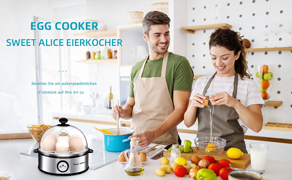 Cuiseur à œufs, Cuiseur à œufs Électrique Sweet Alice 360 W Appareil Vapeur Sans BPA Pour 1 à 7 œufs Doseur Et Perce-oeufs Inclus -Petit Électroménager AAHKMJXYDAFdJAOAIMEbOAchyxnZbo9Kty7R s5oTT0wTrxv0ZE7