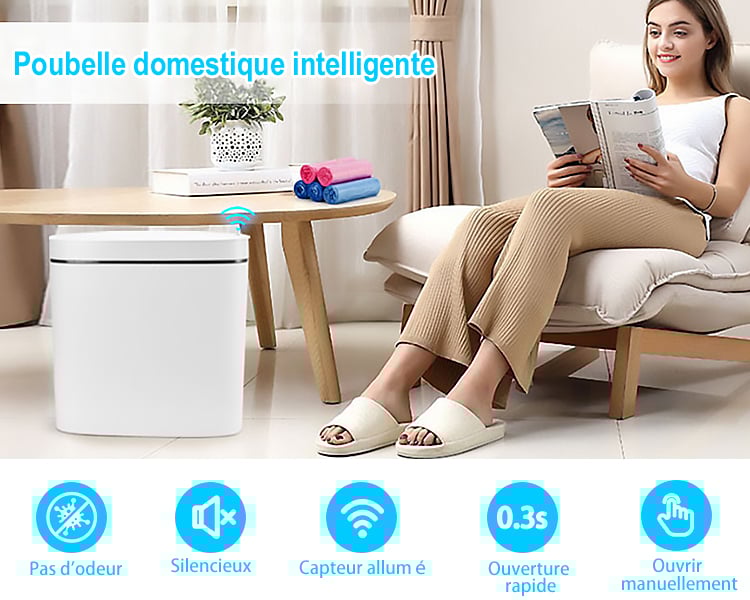 Poubelle Intelligente, SDLOGAL 14L Poubelle Automatique Avec Détecteur D'odeurs, Couvercle De Poubelle Sans Contact Pour La Salle De Bain, La Chambre, La Cuisine Et Le Bureau - Blanc -Promos Gout Cuisine Boutique AAHKMJXYDAFdJAOAIMEbOAchyxnZbo9Kty7R s5oTT0wTrxv0ZE7 Kg1X6yLotYOCKXnqlXIhfdHtK3NqpiCkWb8EUM WfdFJynra3 RJCoT1psafGQX3b8X K9 4YelYTk=
