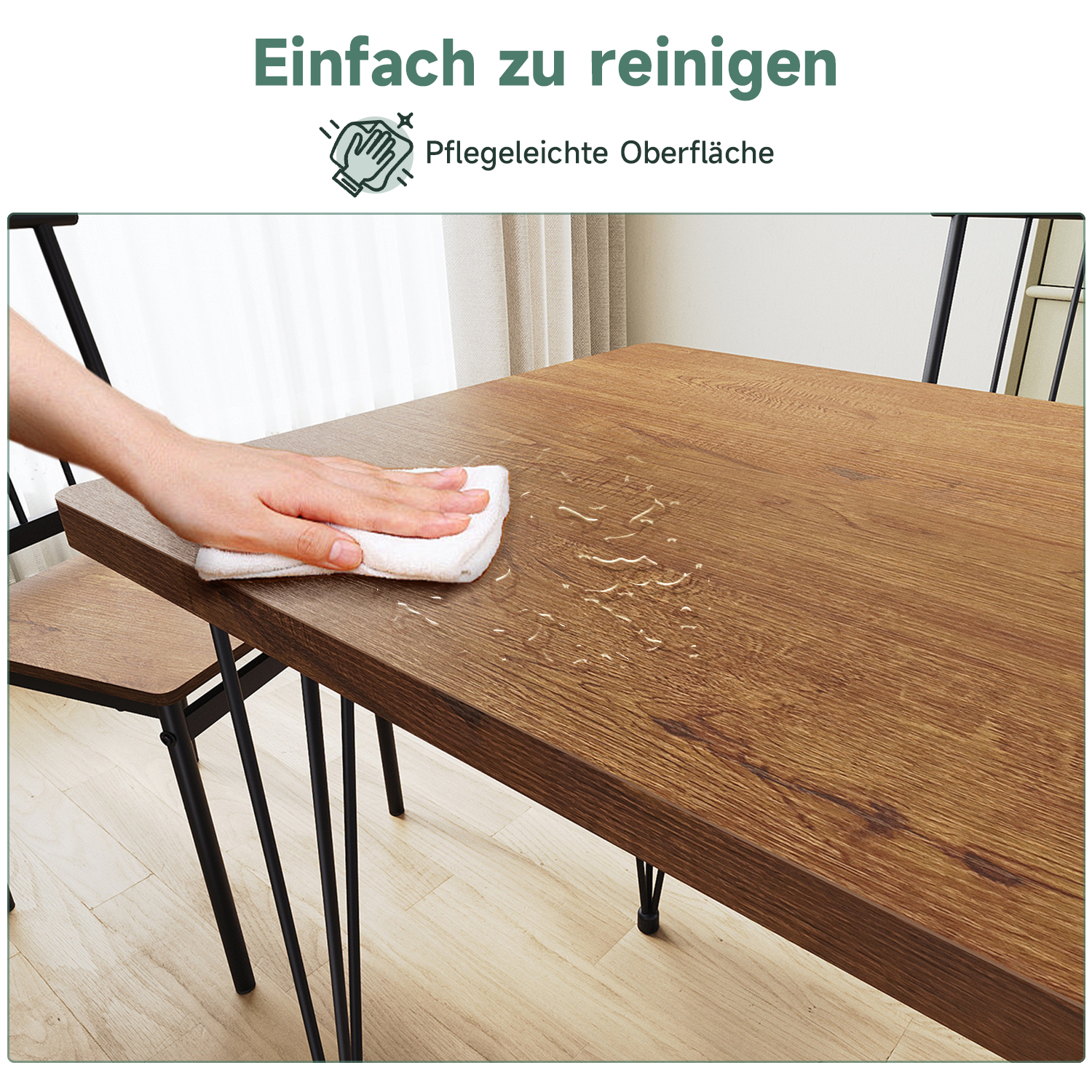 SIRHONA Table de salle à manger Table en bois massif avec structure en ...