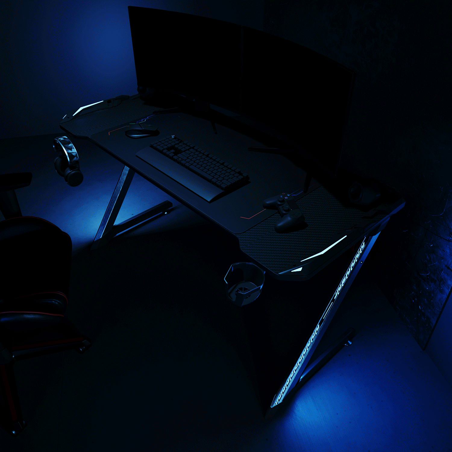 LY113 Gaming-Schreibtisch RGB-Beleuchtung, Kopfhörer-Getränkehalter un –  NAIPO