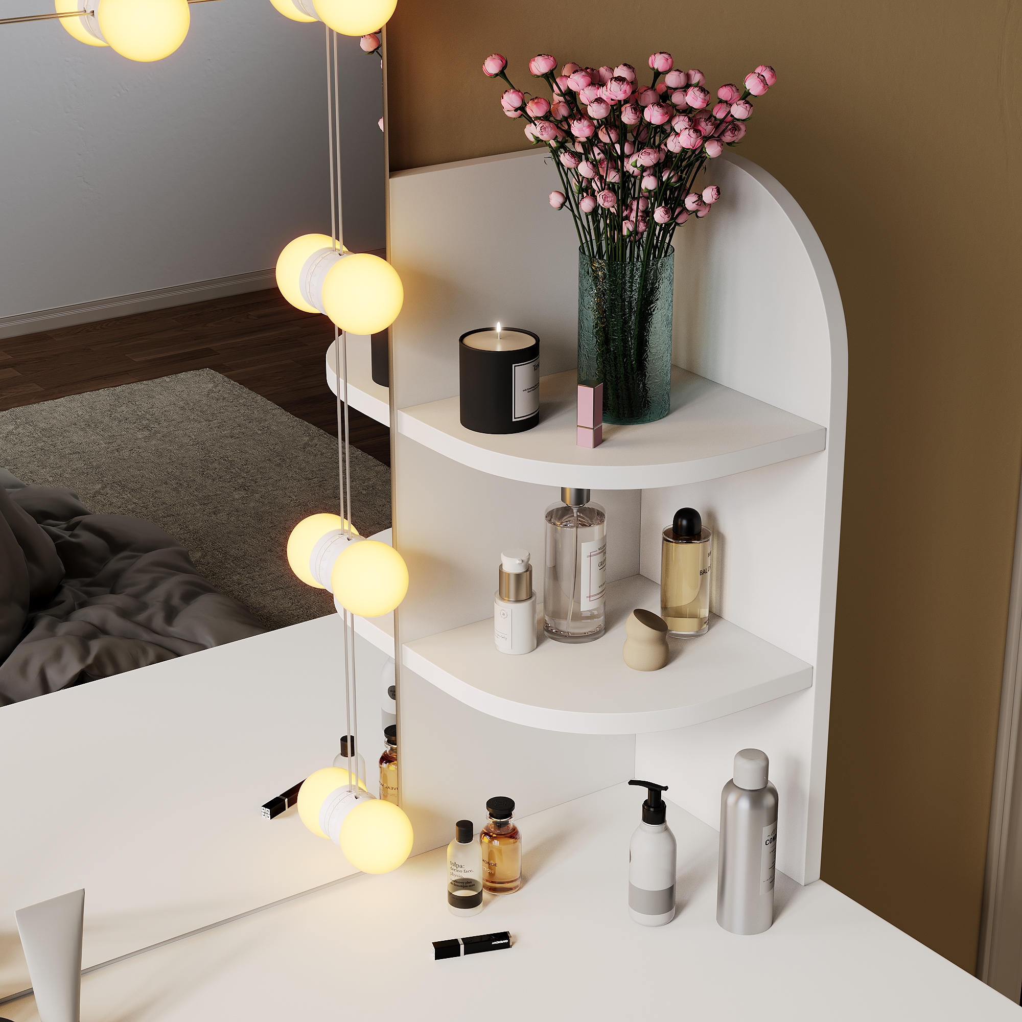 SIRHONA LED Coiffeuse Femme avec Miroir et Tabouret (Coiffeuse + Ampoules  LED) : : Cuisine et Maison