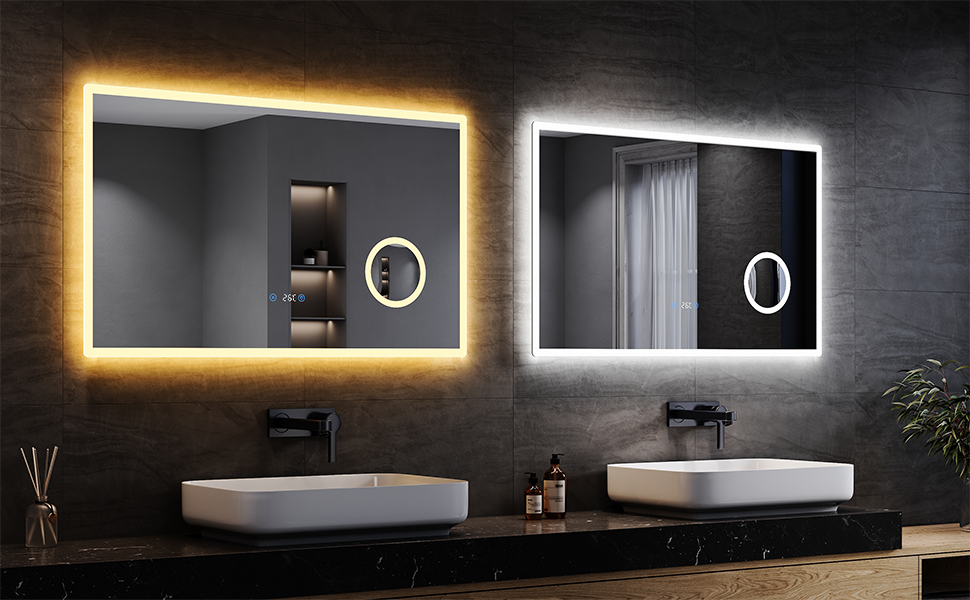 MIQU Specchio da bagno 80 x 60 cm, senza illuminazione, rettangolare con cornice