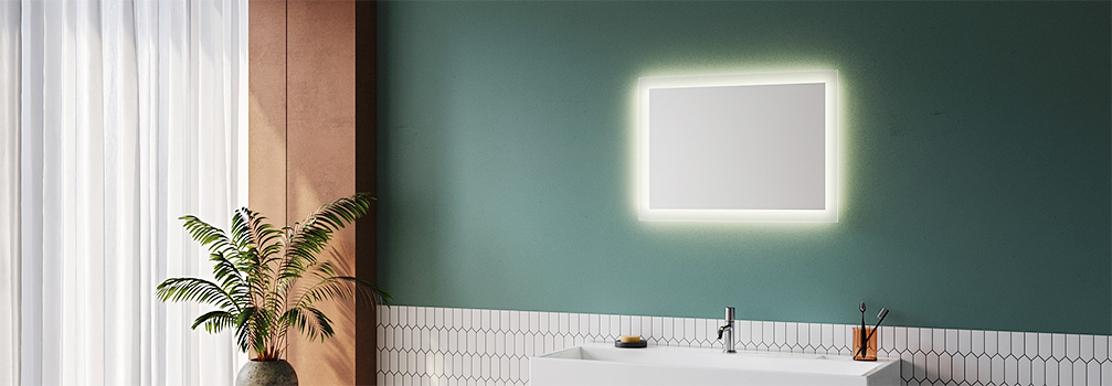 Specchio da bagno 50x70 cm reversibile con luce LED naturale in vetro