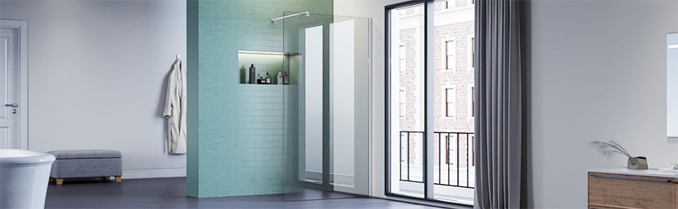 SONNI Walk In Shower Cabina doccia con stabilizzatore estensibile 70-140cm  Cabina doccia Schermo doccia 8mm vetro di sicurezza temperato nano  rivestito 90x200cm vetro trasparente