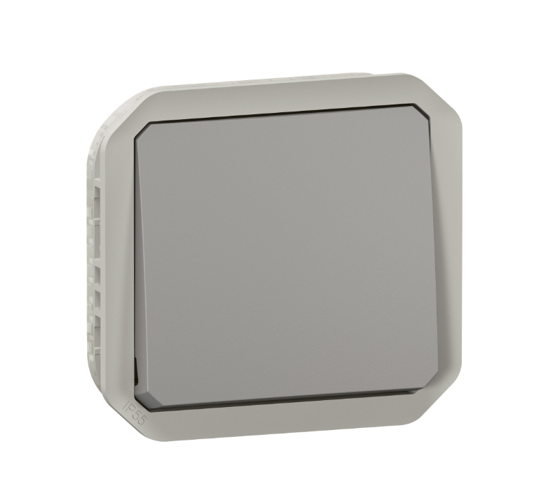 Interrupteur ou va-et-vient étanche Plexo 10AX 250V avec enjoliveur finition gris – 069511L – Legrand