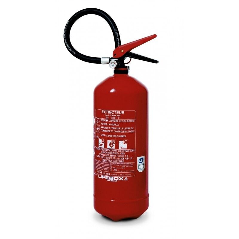 Extincteur à poudre 6kg Lifebox avec manomètre de pression pour feux de classe abc