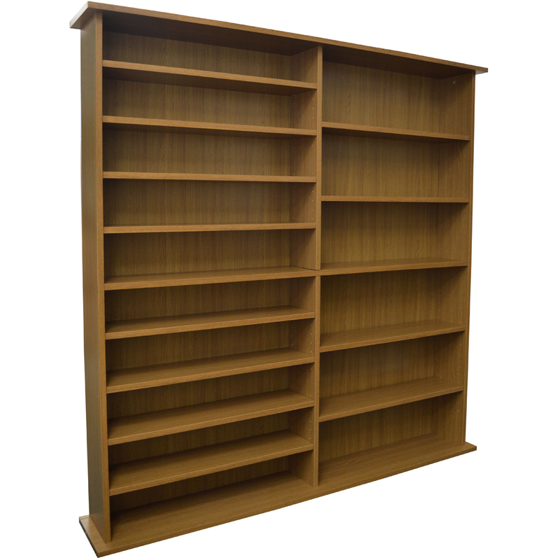 EXTRA - 1300 CD / 552 DVD / Large Media Book Storage Shelves - Oak