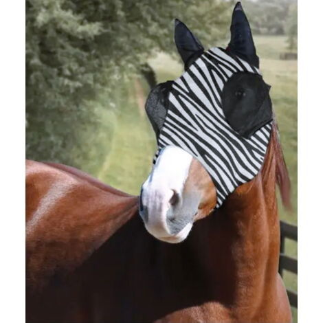 extra full, Zebra: Maschera antimosche per cavalli in lycra modello zebra