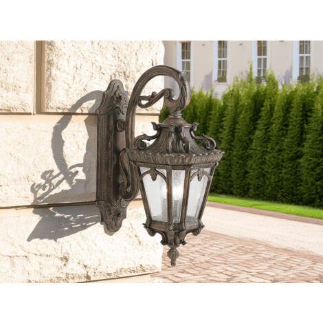 Extra große antike LED Außenwandleuchte hängend Bronzefarbig, Höhe 74cm