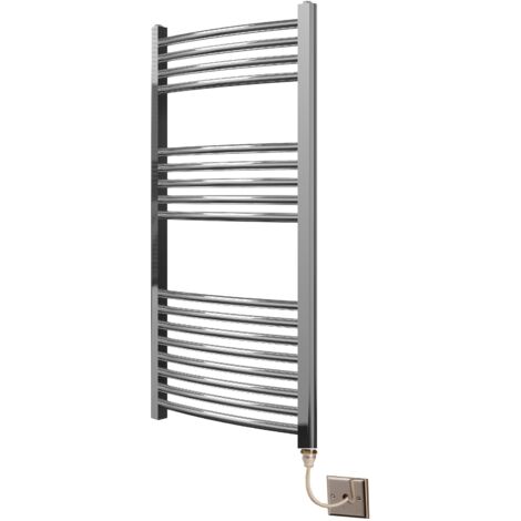 Extra High Heat Output Chrome Electric Towel Rail 500 x 1000mm Curved Bathroom Radiator Heater