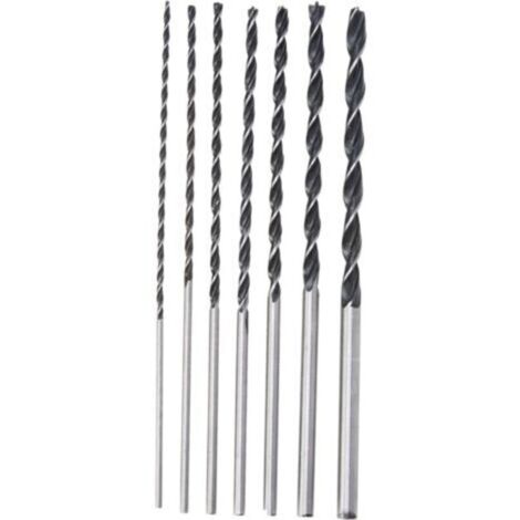 Extra lange Bohrer, 7-teilig, 4 mm, 5 mm, 6 mm, 7 mm, 8 mm, 10 mm, 12 mm x 300 mm, Holzbohrer, 1 V, Silber
