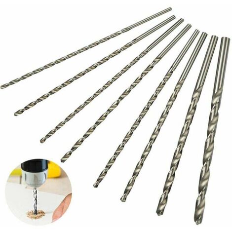 Extra langer Bohrersatz 8 Stück 200 mm, Durchmesser 4 mm, 4,2 mm, 4,5 mm, 5 mm, 5,2 mm, 6 mm, 8 mm, 10 mm