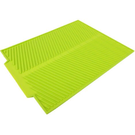 Extra Large Dish Drying Mat Premium Heat Resistant Silicone Pad (Green)