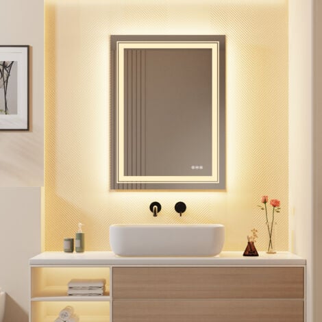 main image of "Extra Large Illuminated Bathroom Mirror Wall Mounted Touch Sensor Mirror with Demister, different size available"