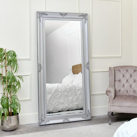 Extra Large Ornate Silver Wall/Leaner Mirror - Silver