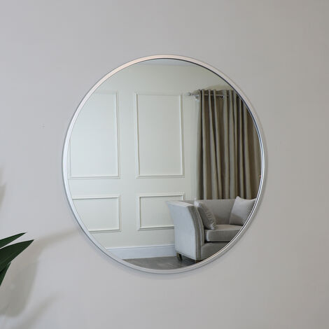 Extra Large Round Silver Wall Mirror 120cm x 120cm - Silver
