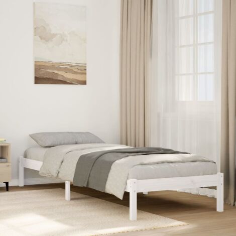 Extra Long Bed Frame without Mattress White 90x220 cm Solid Wood Pine vidaXL