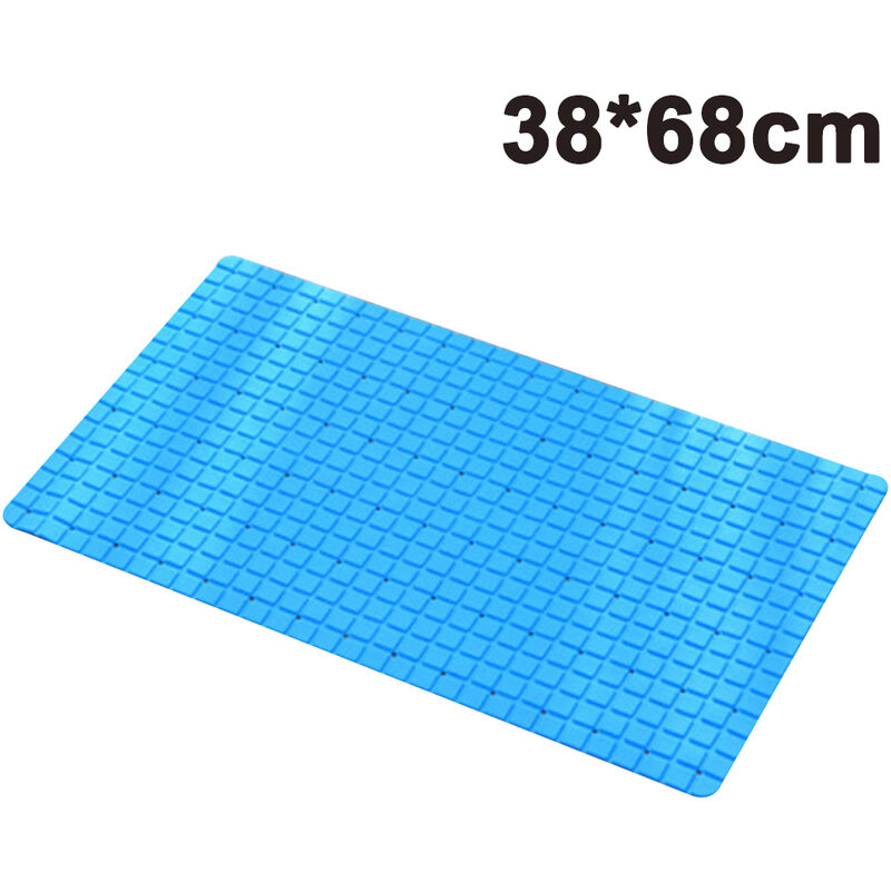 Extra long shower mat Non-slip bath mat with suction cups and drainage holes - 38 * 68 cm, blue