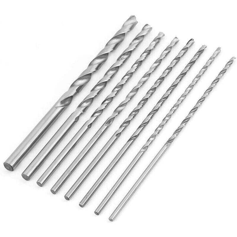 Fitags - Extra-Longue Foret hss Foret en Acier à Grande Vitesse Forets Hélicoïdaux Twist Drill (8pcs 200mm)