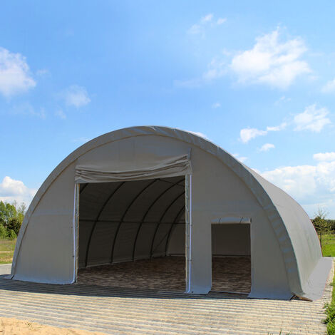 Extra stabile Rundbogenhalle 9,15m x 26m x 4,5m - Beinabstand 1m - Belastbarkeit  100 kg - PRIMEtex 2300 PVC Plane, grau