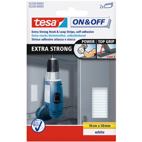 Extra starke Verschlussstreifen 10 cm x 50 mm (2 Paar) Weiß 55228 Tesa